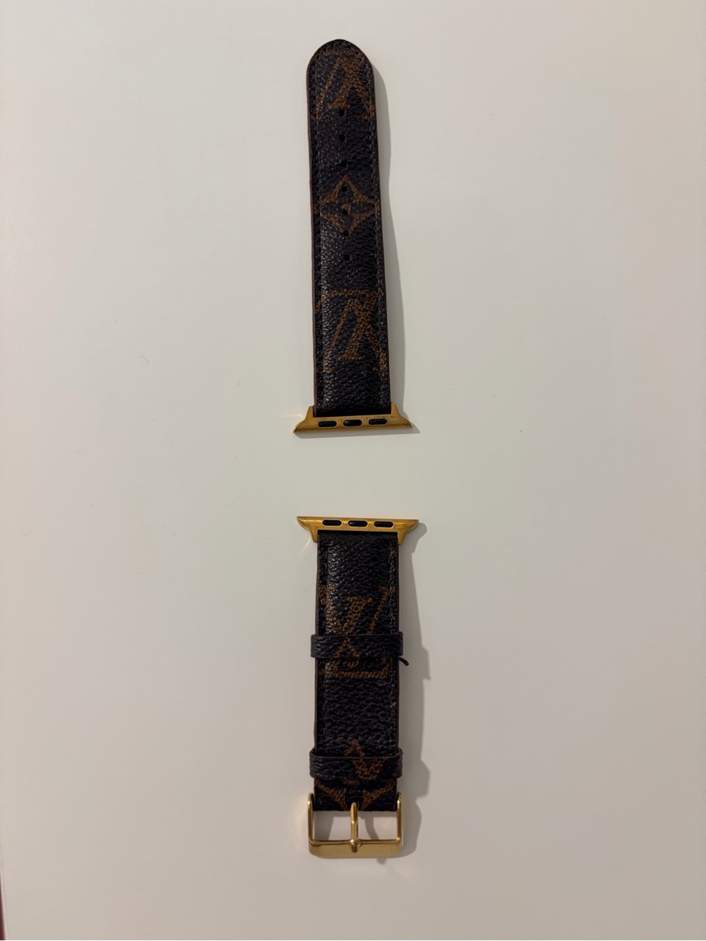 Louis Vuitton Monogram Leather Watch Strap with Gold Hardware